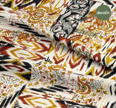 Etnik İkat Patchwork Desenli Dijital Baskılı Kumaş